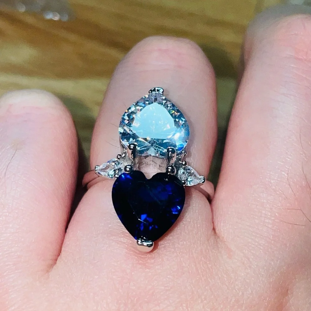 Mirrored Double Heart Statement Ring